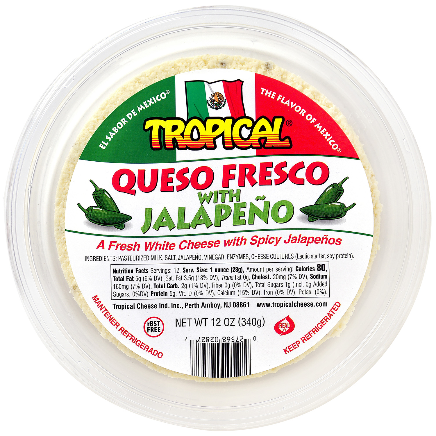 Queso Fresco Mexicano con Jalapeño - Tropical Cheese