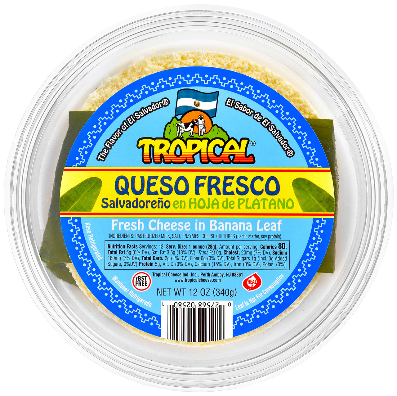 Queso Fresco Salvadoreño en Hoja de Plátano - Tropical Cheese