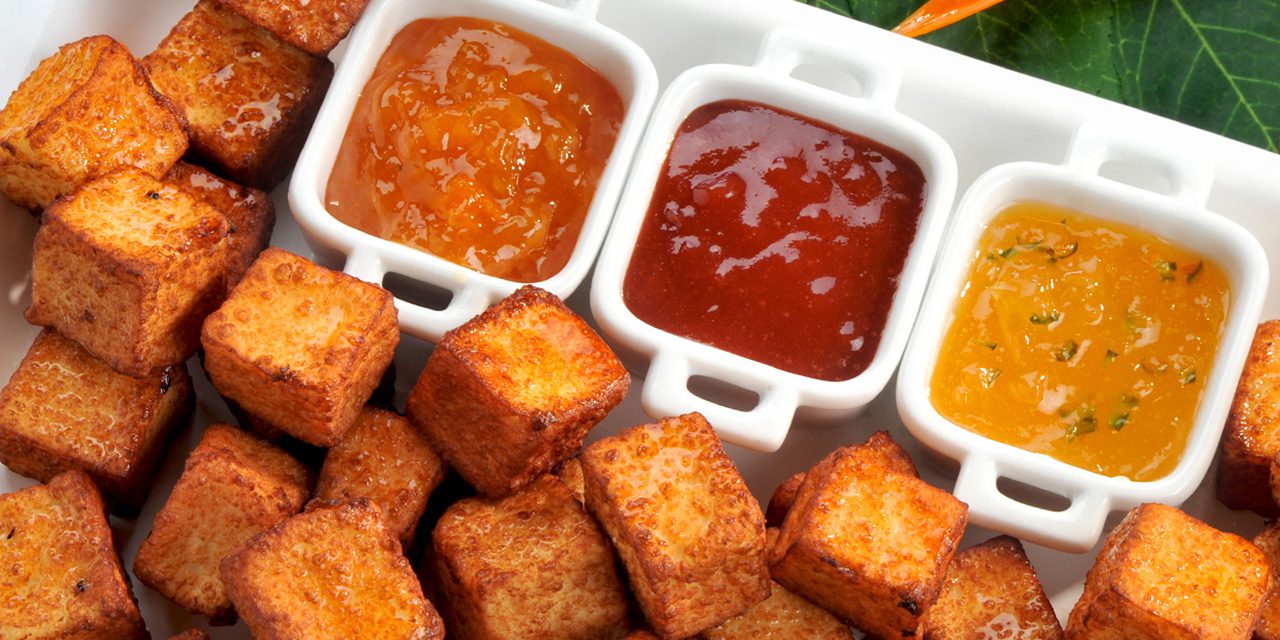 Fried Cheese Cubes with Dipping Sauces
