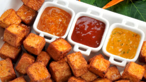 Thumbnail image for: Fried Cheese Cubes with Dipping Sauces