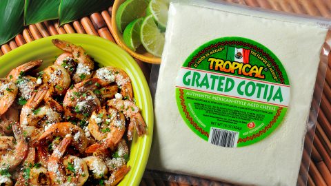 Recipe presentation for: Cotija Grilled Shrimp