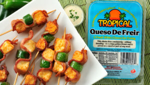 Recipe presentation for: Jalapeño Popper Skewers with Cilantro-Lime