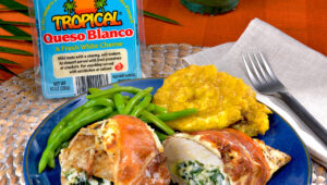 Recipe presentation for: Queso Blanco and Spinach Stuffed Chicken Breasts