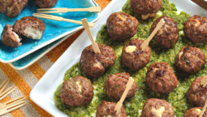 Recipe presentation for: Queso Blanco Stuffed Meatballs