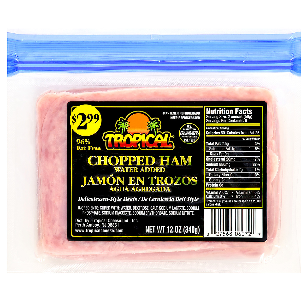 Chopped Ham 12oz Tropical Cheese