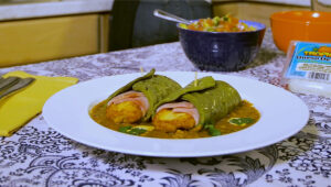 Presentation de la receta: Nopales con Queso Frito y Jamón