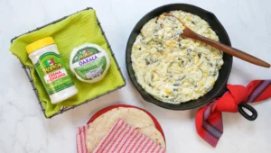 Presentation for: Roasted Poblano Peppers with Crema (Rajas con Crema)