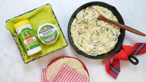 Thumbnail image for: Roasted Poblano Peppers with Crema (Rajas con Crema)